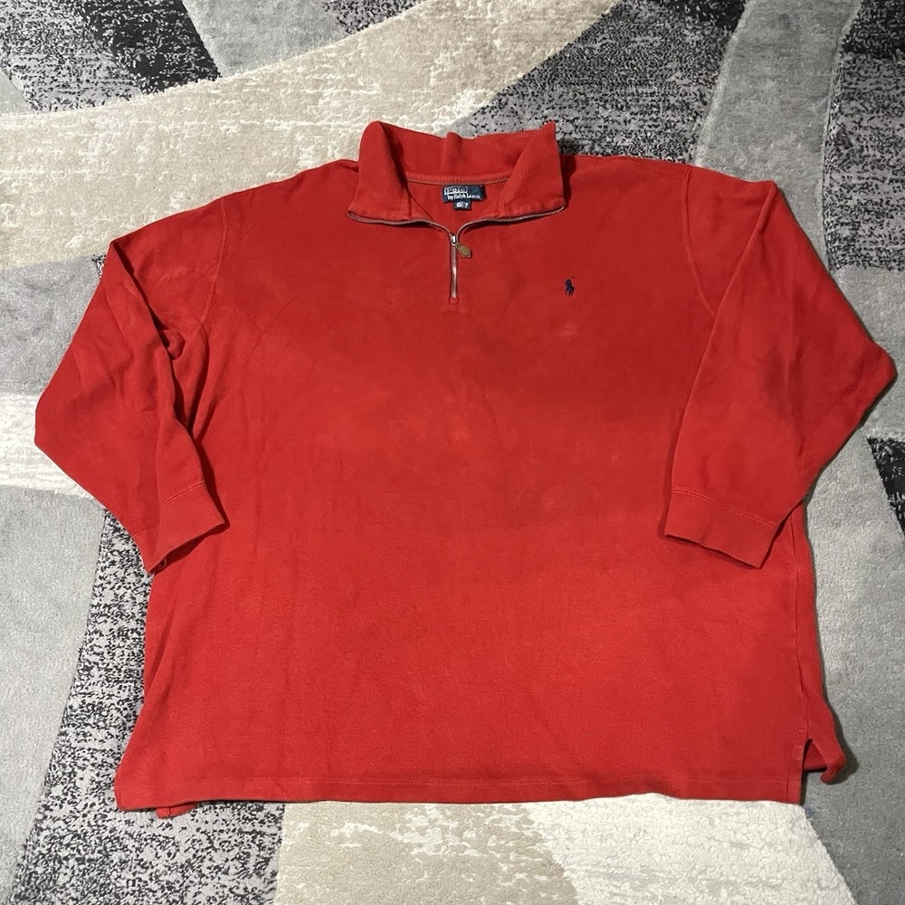 Polo Ralph Lauren 1/4‎ Zip Sweater Men 4XLT Tall Red Mock Neck Pullover Preppy